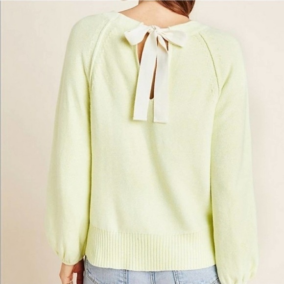 Anthropologie Emily Cotton Sweater Tie at Neck Back - Picture 2 of 10